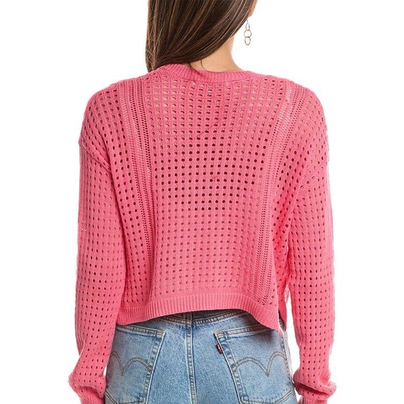 C&C California Tie Front Cardigan Pink Lemonade Size Large 100% Cotton - Picture 2 of 8